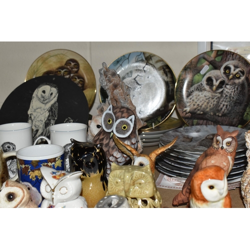 519 - A COLLECTION OF OWL ORNAMENTS AND RELATED ITEMS, to include a Royal Albert Beatrix Potter 'Old Mr Br... 