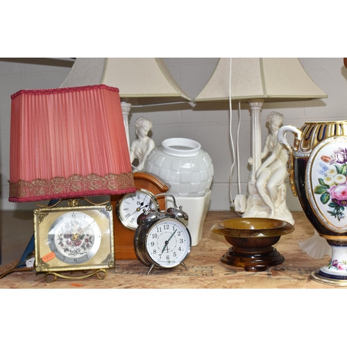 530 - A COLLECTION OF TALL ITEMS AND MISCELLANEOUS, to include a pair of vintage porcelain table lamps of ... 