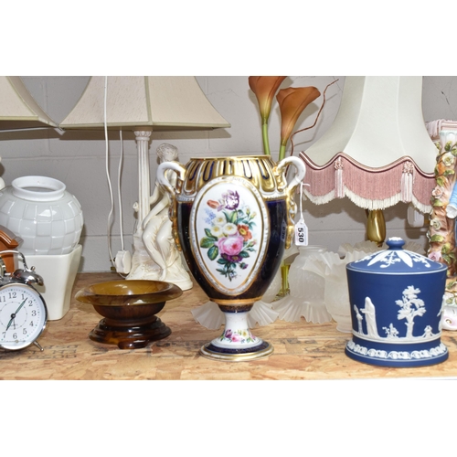 530 - A COLLECTION OF TALL ITEMS AND MISCELLANEOUS, to include a pair of vintage porcelain table lamps of ... 