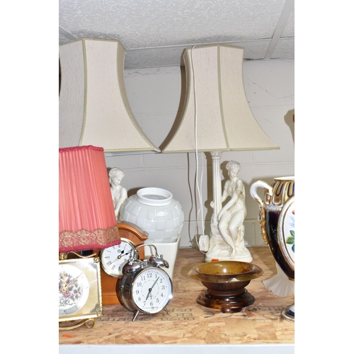 530 - A COLLECTION OF TALL ITEMS AND MISCELLANEOUS, to include a pair of vintage porcelain table lamps of ... 