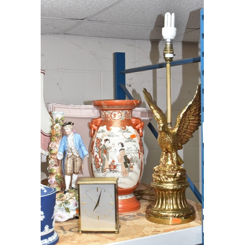 530 - A COLLECTION OF TALL ITEMS AND MISCELLANEOUS, to include a pair of vintage porcelain table lamps of ... 