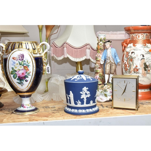 530 - A COLLECTION OF TALL ITEMS AND MISCELLANEOUS, to include a pair of vintage porcelain table lamps of ... 