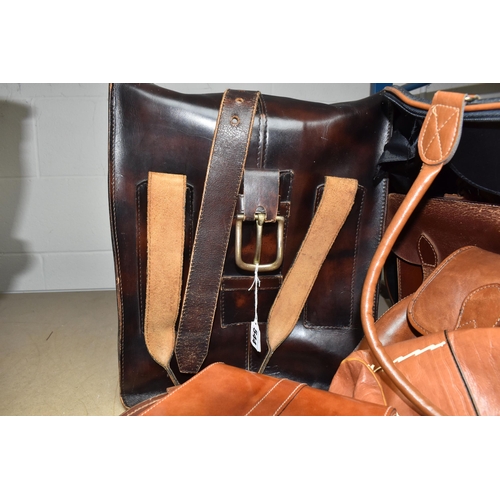 544 - A SELECTION OF LEATHER GOODS ETC, comprising a rectangular bag with twin handles, approximate height... 