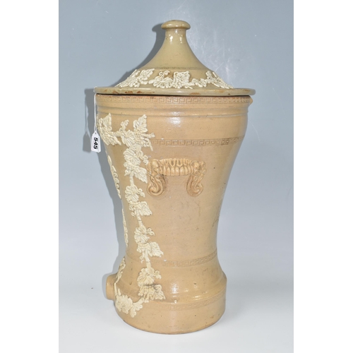 545 - A LIPSCOMBE & CO PATENT STONEWARE WATER FILTER, raised plaque to front marked 'Lipscombe & Co., Pate... 