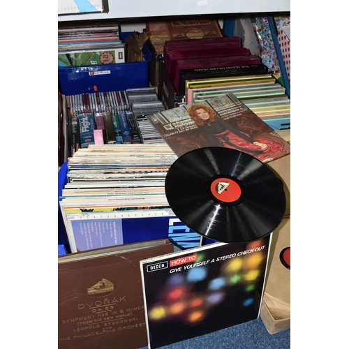 558 - SIX BOXES OF LP RECORDS, CDS & VHS TAPES containing several hundred 78rpm and 33rpm recordings from ... 