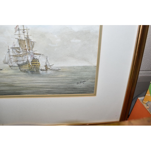 564 - A COLLECTION OF LATE 20TH CENTURY PAINTINGS AND PRINTS ETC, to include two oil on canvas maritime ba... 