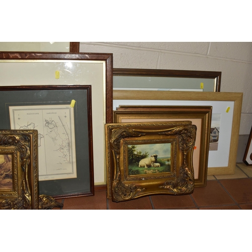 577 - A SMALL QUANTITY OF PICTURES AND PRINTS ETC, to include a indistinctly signed Victorian watercolour ... 