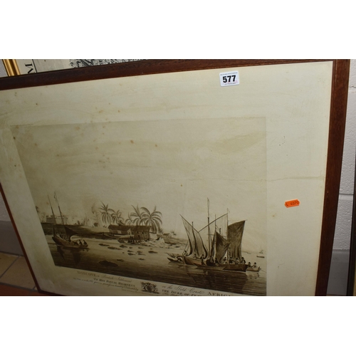 577 - A SMALL QUANTITY OF PICTURES AND PRINTS ETC, to include a indistinctly signed Victorian watercolour ... 