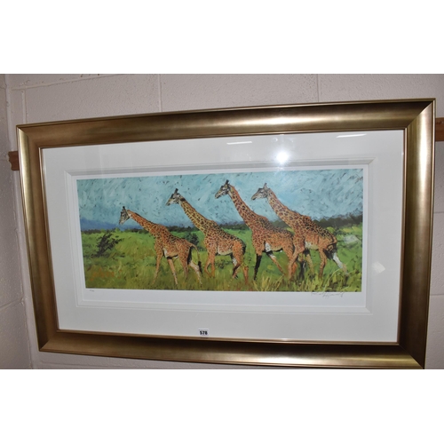 578 - ROLF HARRIS (AUSTRALIAN 1930-2023) 'FOUR GIRAFFES' a limited edition print on paper, 67/195 without ... 