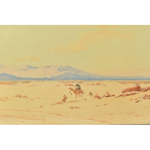 585 - AUGUSTUS OSBORNE LAMPLOUGH (1877-1930) TWO NORTH AFRICAN  DESERT SCENES, the first titled 'A Desert ... 