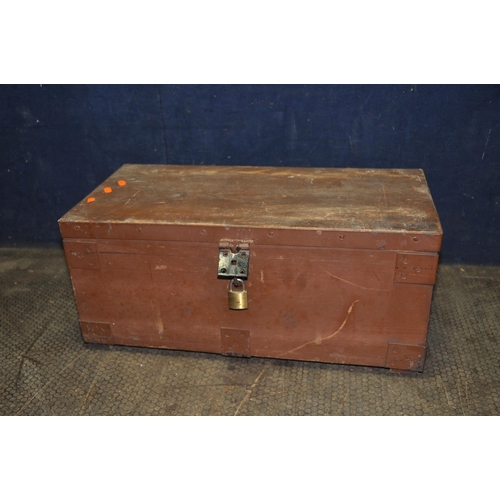 1065 - A WOODEN TOOLCHEST WITH ONE TRAY CONTAINING TOOLS including Record and Stanley hand drills, a box of... 