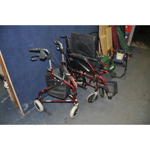 1071 - A DMA ESCAPE FOLDING WHEELCHAIR with two footrests along with a Wheeltec travelator (2)