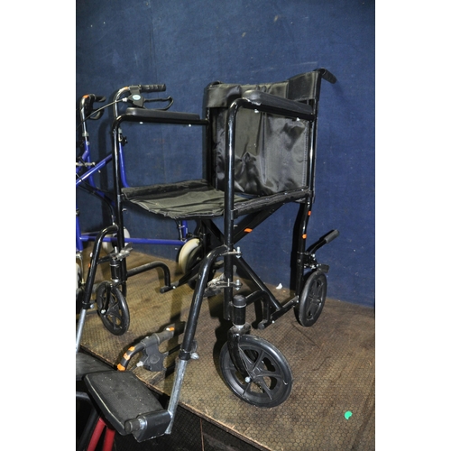 1074 - A LIGHTWEIGHT FOLDING WHEELCHAIR with two footrests and two travelators(3)