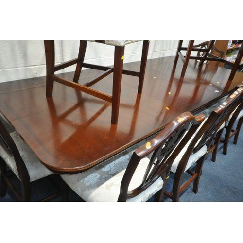 1198 - A REPRODUX MAHOGANY TWIN PEDESTAL EXTENDING DINING TABLE, with one additional leaf, extended length ... 