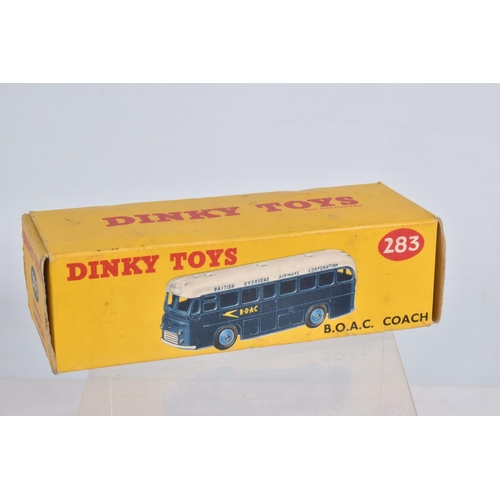 24 - THREE DINKY TOYS MODELS, boxed Maserati Racing Car, No.23N, boxed B.O.A.C. Commer/Harrington Coach, ... 