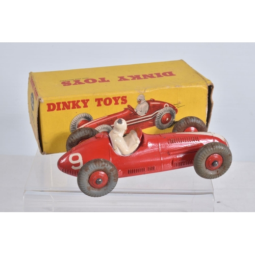 24 - THREE DINKY TOYS MODELS, boxed Maserati Racing Car, No.23N, boxed B.O.A.C. Commer/Harrington Coach, ... 