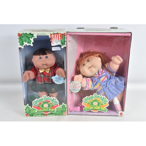 38 - A COLLECTION OF BOXED MATTEL CABBAGE PATCH KIDS DOLLS, to include two Holiday Babys no. 17605, Styli... 