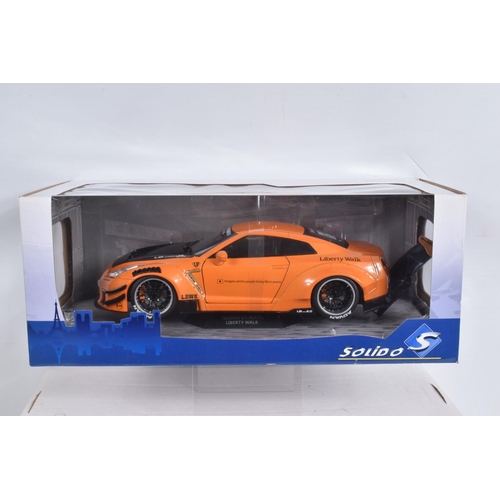 45 - FOUR BOXED 1:18 SCALE DIECAST MODEL SPORTS CARS, to include a Solido Liberty Walk LB Works Type II N... 