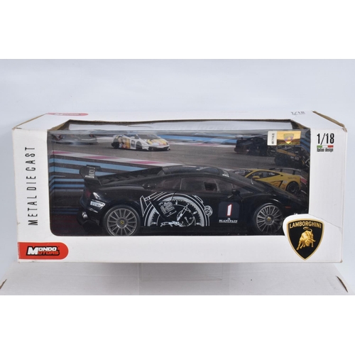 54 - A COLLECTION OF BOXED AND UNBOXED DIECAST MODEL LAMBORGHINIS, to include 2 unboxed models, a 1:18  M... 