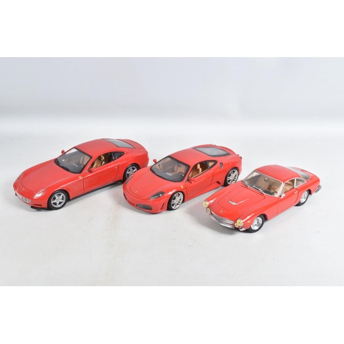 61 - A COLLECTION OF BOXED AND UNBOXED 1:18 SCALE DIECAST MODEL FERRARIS, to include 3 unboxed Mattel Hot... 