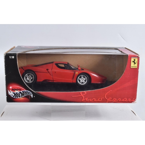 61 - A COLLECTION OF BOXED AND UNBOXED 1:18 SCALE DIECAST MODEL FERRARIS, to include 3 unboxed Mattel Hot... 