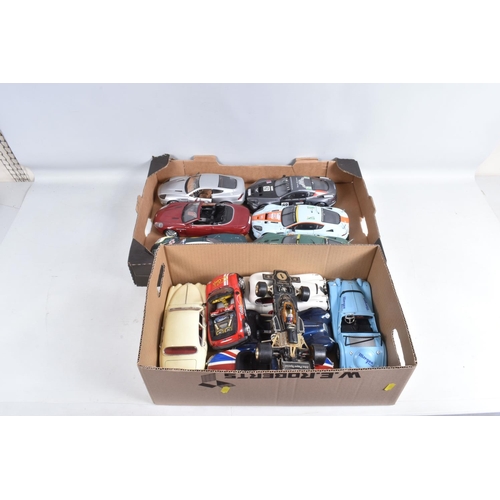 62 - A QUANTITY OF UNBOXED MODEL DIECAST SPORT VEHICLES, to include a Kentoys 1:24 BMW Mini Cooper in red... 