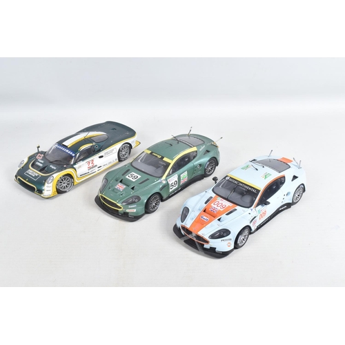 62 - A QUANTITY OF UNBOXED MODEL DIECAST SPORT VEHICLES, to include a Kentoys 1:24 BMW Mini Cooper in red... 