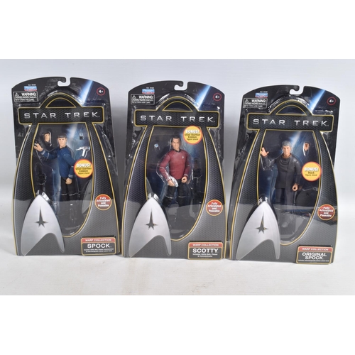 65 - A COLLECTION OF BOXED BATTLESTAR GALACTICA AND STAR TREK FIGURES AND VEHICLES, to include three Batt... 