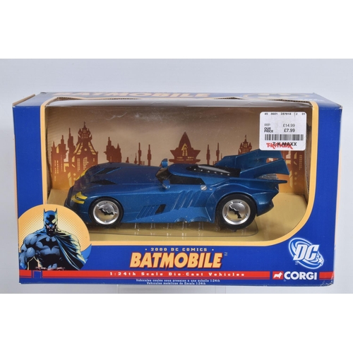 66 - SEVEN BOXED CORGI DC COMICS BATMAN DIECAST VEHICLES, to include three 1:24 scale models, a 1940's Ba... 