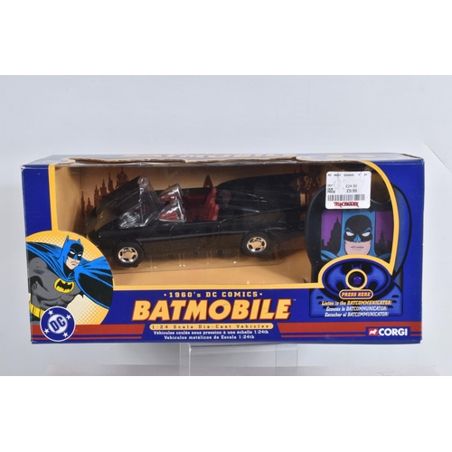 66 - SEVEN BOXED CORGI DC COMICS BATMAN DIECAST VEHICLES, to include three 1:24 scale models, a 1940's Ba... 