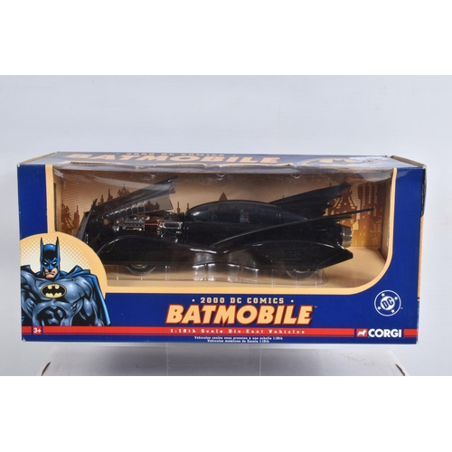 66 - SEVEN BOXED CORGI DC COMICS BATMAN DIECAST VEHICLES, to include three 1:24 scale models, a 1940's Ba... 