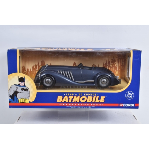 66 - SEVEN BOXED CORGI DC COMICS BATMAN DIECAST VEHICLES, to include three 1:24 scale models, a 1940's Ba... 