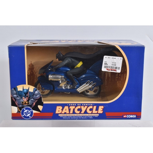 66 - SEVEN BOXED CORGI DC COMICS BATMAN DIECAST VEHICLES, to include three 1:24 scale models, a 1940's Ba... 