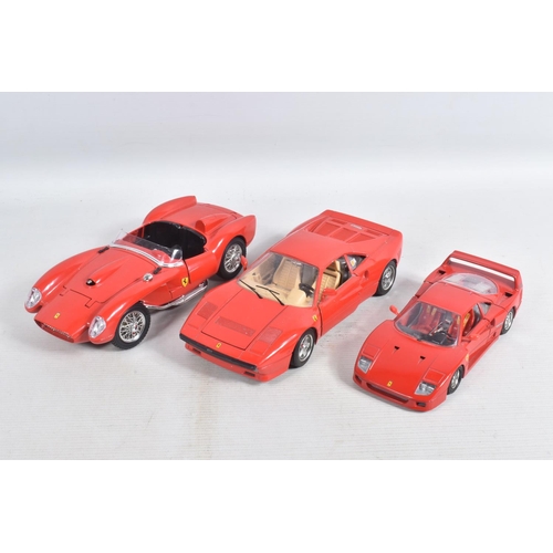 67 - A COLLECTION OF BOXED AND UNBOXED DIECAST MODEL FERRARIS, to include six unboxed models, a Bburago 1... 