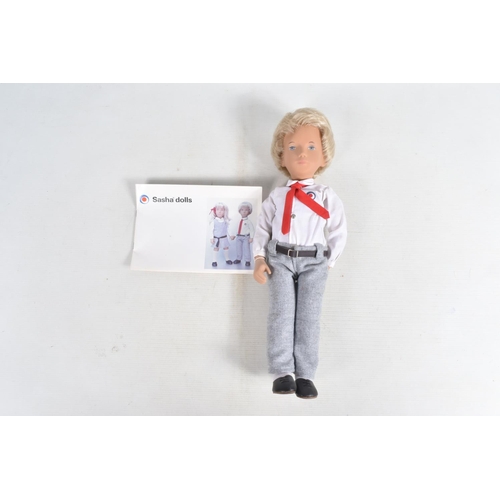 73 - A BOXED TRENDON SASHA DOLL 'Gregor' in School uniform, No.314S, blonde hair, white shirt, red tie an... 