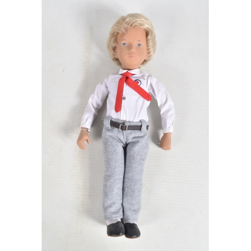 73 - A BOXED TRENDON SASHA DOLL 'Gregor' in School uniform, No.314S, blonde hair, white shirt, red tie an... 