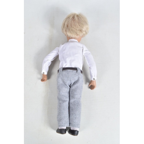 73 - A BOXED TRENDON SASHA DOLL 'Gregor' in School uniform, No.314S, blonde hair, white shirt, red tie an... 