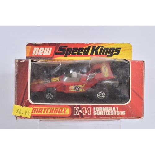 80 - SEVEN BOXED MATCHBOX DIECAST VEHICLES, to include four Speed Kings, a Thunderclap Race Car, model no... 