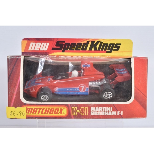 80 - SEVEN BOXED MATCHBOX DIECAST VEHICLES, to include four Speed Kings, a Thunderclap Race Car, model no... 