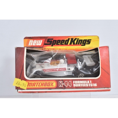 80 - SEVEN BOXED MATCHBOX DIECAST VEHICLES, to include four Speed Kings, a Thunderclap Race Car, model no... 