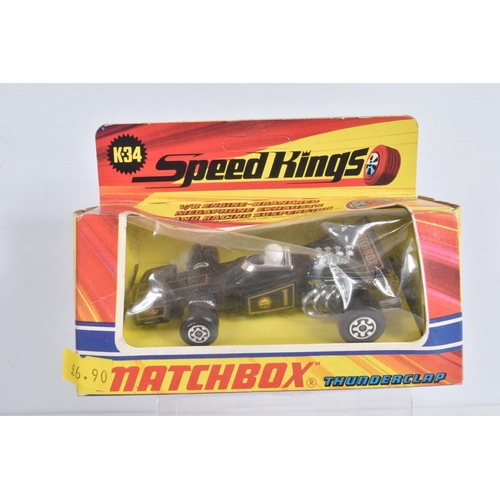 80 - SEVEN BOXED MATCHBOX DIECAST VEHICLES, to include four Speed Kings, a Thunderclap Race Car, model no... 