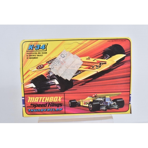 80 - SEVEN BOXED MATCHBOX DIECAST VEHICLES, to include four Speed Kings, a Thunderclap Race Car, model no... 