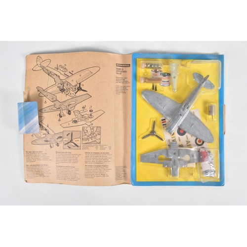 81 - FOUR BOXED DINKY ACTION DIECAST CONSTRUCTION KITS, to include a Spitfire MKII, Camouflage, kit no. 1... 