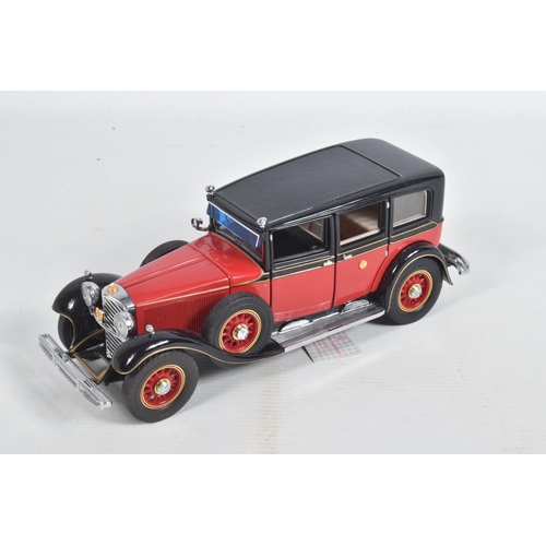 82 - FOUR DANBURY MINT AND  FRANKLIN MINT DIECAST MODEL CARS,  to include a Franklin Mint Jaguar SS-100 w... 