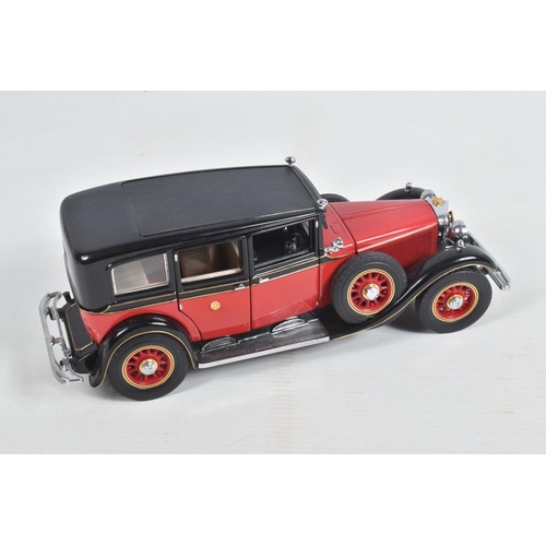 82 - FOUR DANBURY MINT AND  FRANKLIN MINT DIECAST MODEL CARS,  to include a Franklin Mint Jaguar SS-100 w... 