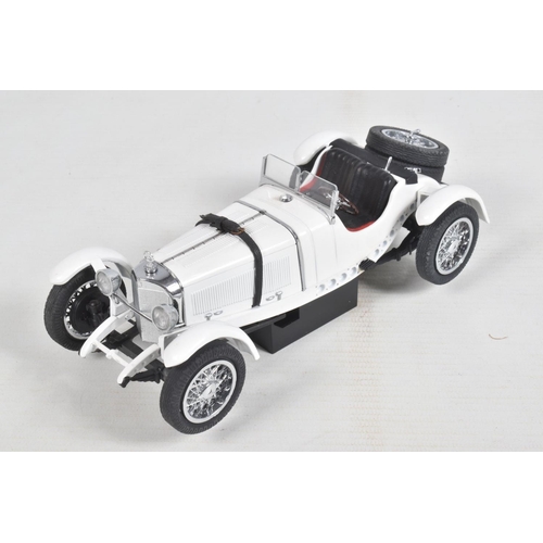 82 - FOUR DANBURY MINT AND  FRANKLIN MINT DIECAST MODEL CARS,  to include a Franklin Mint Jaguar SS-100 w... 