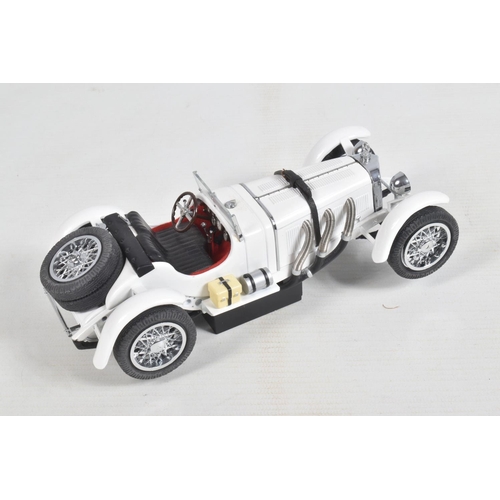 82 - FOUR DANBURY MINT AND  FRANKLIN MINT DIECAST MODEL CARS,  to include a Franklin Mint Jaguar SS-100 w... 