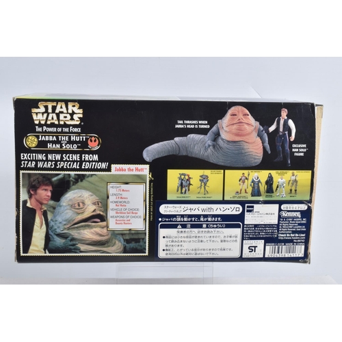 91 - FIVE BOXED START WARS FIRGURES AND AIRCRAFTS, to include a Kenner Power of the Force Dewback and San... 