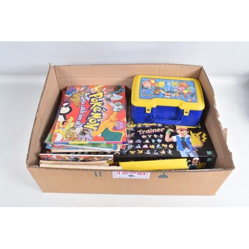 96 - A COLLECTION OF POKEMON COLLECTIBLES, to include a  'Gotta Catch'em all! bag, a lunchbox filled with... 