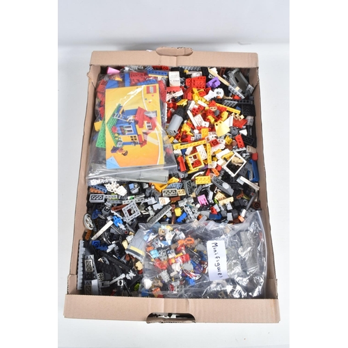 126 - SEVEN FRUIT BOXES OF LOOSE LEGO, with instructions for Pirates Soldiers Fort 70412, Mixels Teslo 415... 